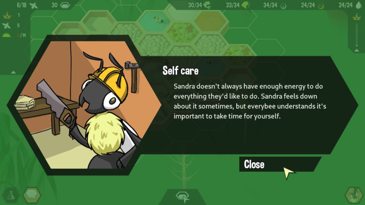 A screenshot of the 'Self care' vignette.
