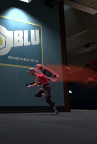 A Red Scout with the Blu intel.