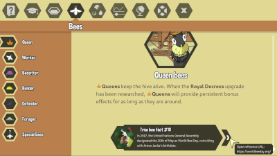A screenshot of the Beepedia's entry on Queen bees.