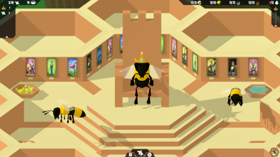 A screenshot of a Throne Room full of past Queens' portraits.