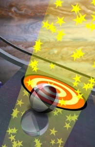 A screenshot of one of Neverball's space themed levels.