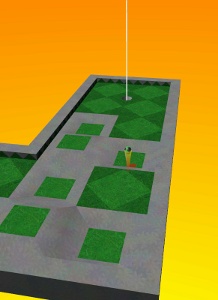 A screenshot of Neverputt, a mini-golf game based on the Neverball engine.